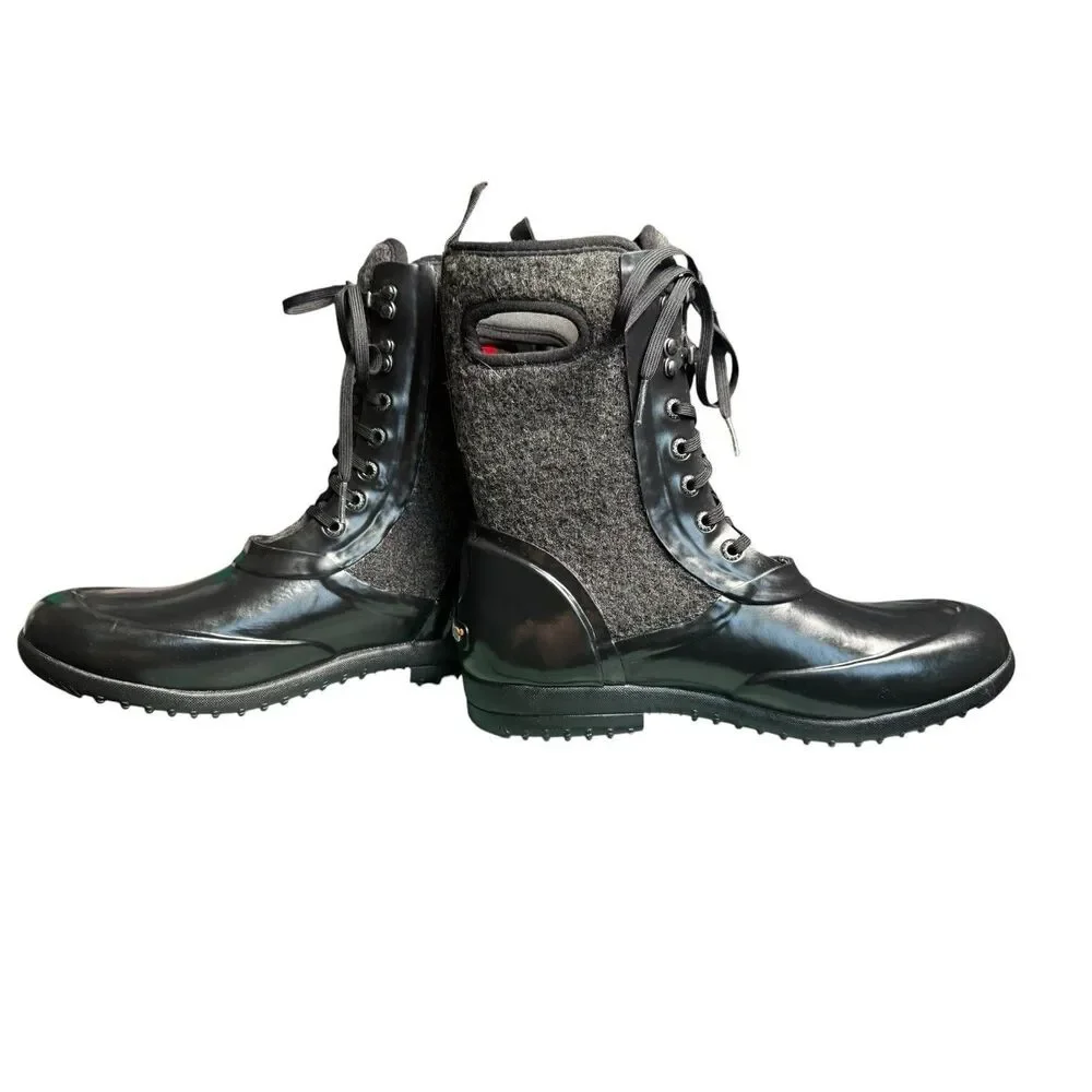 Bogs Women’s Sidney Wool Waterproof Snow Boots Black Size 9